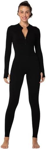 Sunzel Long Sleeve Jumpsuits for Women, Ribbed One Piece Casual Yoga Workout Zip Front Bodycon, Legging Fit & Thumbhole, XL Sunzel Long Sleeve Jumpsuits for Women, Ribbed One Piece Casual Yoga Workout Zip Front Bodycon, Legging Fit & Thumbhole, XL