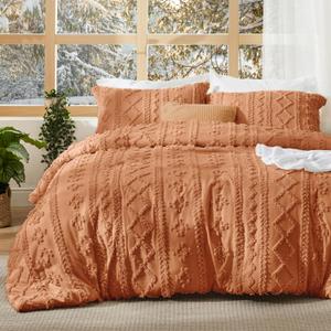 Bedsure Tufted Boho Comforter Set King Size - Beige Boho Bed Set, GentleSoft 3 Pieces Farmhouse Shabby Chic Embroidery Bedding, Gifts for Woman, Soft Jacquard King Comforter for All Seasons 