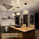 2 Pack Hemp Rope Woven Pendant Light Woven Light Fixture Boho Chandelier Light Fixture Wicker Pendant Lights Rattan Dome Wicker Chandelier for Dining Room Kitchen Island (Bulb Incl., 12.2 inches