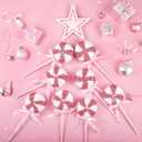 2 x Geelin 8 Pcs Candy Cane Christmas Tree Decorations Lollipop Ornaments Xmas Tree Peppermint Hanging Decor Plastic Pink Candy Handcrafted Ornaments for Home Office Holiday Decoration Party Favors