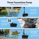 1320GPH/100W Large Water Fountain Pump, Pond Pump Fountain Kits for Outdoor, Pond Equipment with 3 Nozzle Options, Adjustable Water Flow, IPX8 waterproof, Black