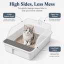 2 Pack Small Cat Litter Box with Mat & Scoop, Open Top High Sides