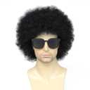 Black Afro Funny Wig for Men with Glasses,70s 80s Outfits Disco Wig for Cosplay Party Halloween (Black)