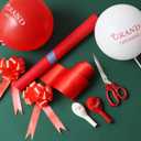 Grand Opening Ribbon Cutting Ceremony Kit Grand Opening Banner Decorations with 10'' Scissors 40 Pcs Balloons Satin Ribbon Bows and More Supplies for Business Events(Red)