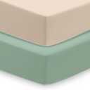 Baby Crib Sheets (2-Pack) for Boys Girls, Soft Fitted Sheets for Standard Crib Toddler Mattress, Breathable Baby Sheets (28x52x8in) (Oat&light Sage)