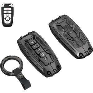 Heavy Key Fob Cover Case Protector for Ford, Keychain, Accessories for Ford Explorer Fusion Escape Edge Expedition F150 F250 F350 F450 F550 Maverick Mustang 3/4/5 Buttons (Model-A Black)