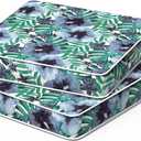 Patio Chair Cushions 19 x 19 x 3 Inch, Outdoor Cushions for Patio Furniture, Water Repellent Outdoor Seat Cushions with Straps Garden Sofa Couch Pads, Set of 2,Blue Salmone Tropical