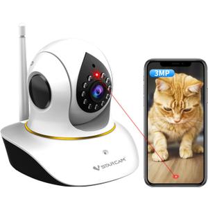 VSTARCAM Pet Camera with Laser, 3MP 2.4GHz WiFi Interactive Dog & Cat Laser Toy with Night Vision, Motion Detection Alerts, APP Remote Control Indoor Security Camera for Pet Monitoring