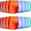 Gerrii 18 Pack 12oz Plastic Stemless Wine Glasses Bulk Colored Reusable Shatterproof plastic wine cups for Indoor Outdoor Dining Supplies Party 6 Colors