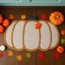 Dunzy Pumpkin Doormat Welcome Floor Mat Fall Outdoor Rugs Decorative Thanksgiving Day Non Slip Doormat for Front Decor Home Entrance Indoor Outdoor, 16 x 26 Inch