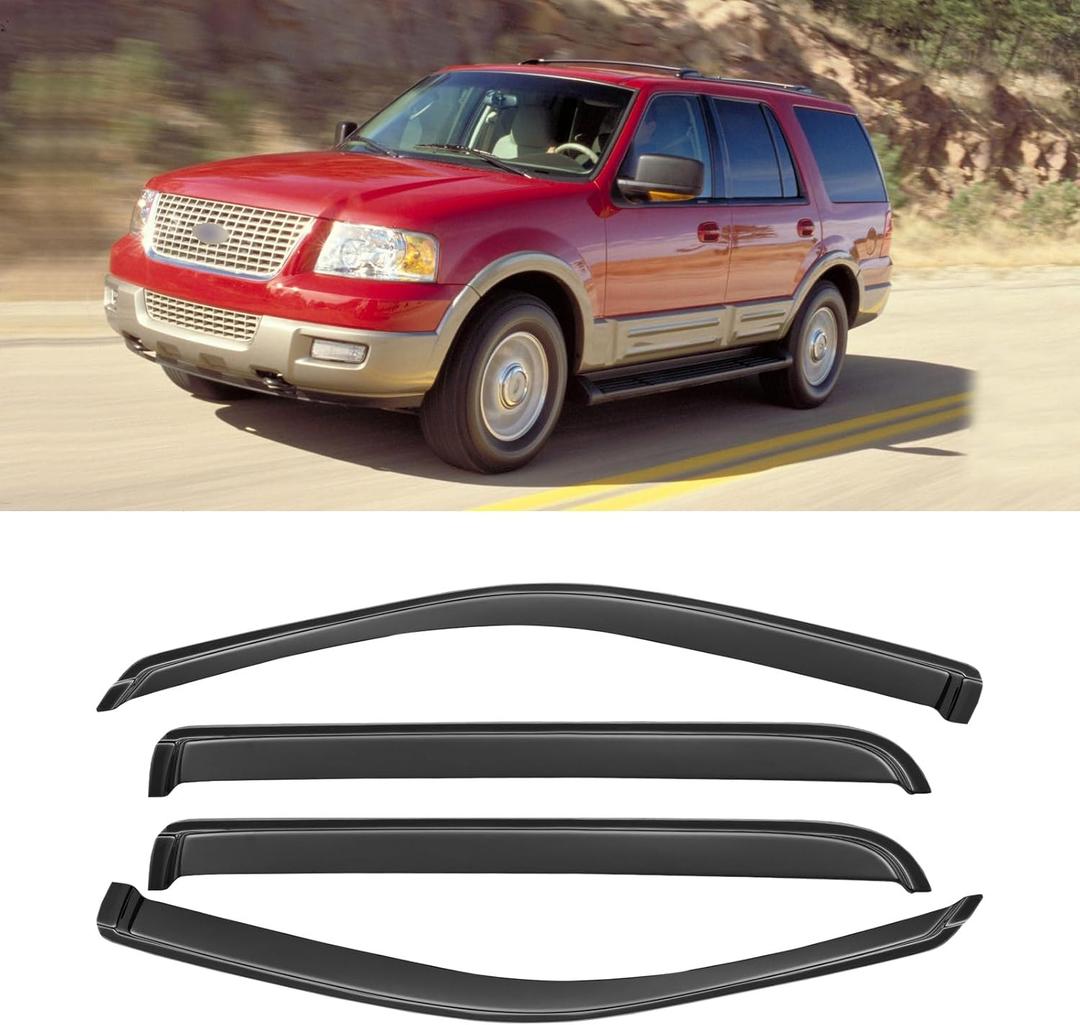 Window Rain Guards for 2002-2010 Ford Explorer/Mercury Mountaineer, Window Visor Guard Vent Wind Shade Deflector Rain Shield Protector Sun Visor for 2003-2010 Lincoln Aviator, Outside-Mount, 4PCS