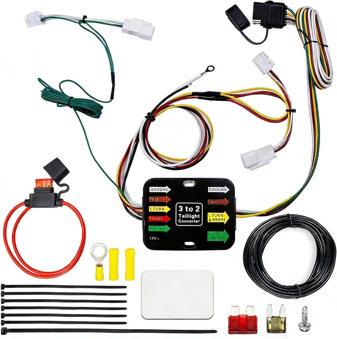 56434 4-Pin Flat Trailer Wiring Harness Fit for 2019-2024 Toyota RAV4 for 2021-2024 Toyota RAV4 Prime, Plug-in Simple Custom-Fit T-Connector Trailer Light Connector Trailer Hitch Wiring