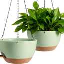 13-inch Oversized Hanging Planter Set of Two,Planters for Indoor and Outdoor Plants.Place Plant pots Across Diverse Settings Including windowsills,Living Room,and Gardens.Green-Brown