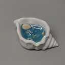 Shell Candles, 2-Pack Scented (Bluebell & Frangipani), Ocean-Inspired Soy Candles in Reusable Seashell Holders, Blue & White Coastal Bathroom Decor & Beach House Gifts