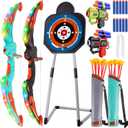 TWFRIC 2 Pack Bow and Arrow for Kids - LED Light Up Archery Set with 16 Arrows, 1 Standing Target & 2 Quivers - Fun Indoor/Outdoor Toy for Boys & Girls Aged 3-12 (Blue)