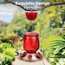 Kingsyard Glass Hummingbird Feeders for Outdoors, 16 Oz Wild Bird Feeder 6 Feeding Ports & Ant Moat Included, Hanging Bird Nectar Feeder Garden Red Dcor Gifts for Mom, Red