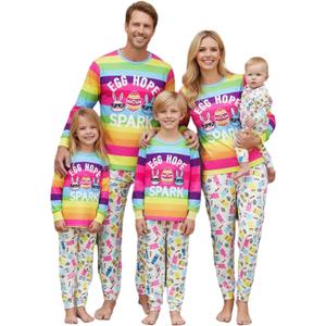 Urkutoba Family Pajamas Matching Sets–Cute Easter Egg & Bunny Print Pjs for Toddlers, Kids, Women, Men|Soft Holiday Pajamas (Egg Pjs 1 -Baby, 18 M)