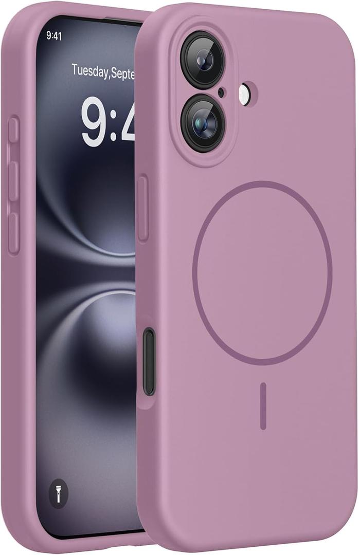 Miracase Compatible with iPhone 16 Case, [Soft Anti-Scratch Microfiber Lining], Compatible with MagSafe, Liquid Silicone Case Shockproof Drop Protection Phone Case for 16,Blackcurrant