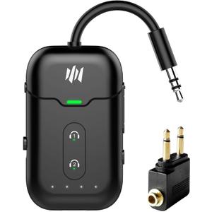 Airplane Bluetooth 5.4 Transmitter Adapter,Supports 2 AirPods/Headphones 2-in-1 Bluetooth Transmitter Receiver with aptX Low Latency,Wireless Adapter for Flight,TV,Gym,Tablets Car Stereo (Black)