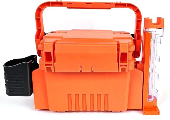 Fishing Tackle Box Double-layer storage with large capacities of 6 liters and 12 liters, respectively; can be used as a seat; comes with a cup holder and a fishing rod holder (Red, 12L)