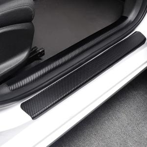 Inner Door Sill Protectors for Toyota RAV4 2020-2024, 4-Piece Set Anti-Scratch Scuff Plates, Matte Carbon Fiber Texture, Full-Coverage Crown Adhesive No Edge Lifting, Paint-Safe Removable Entry Guards