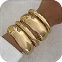 Chunky Gold Bangle Bracelets for Women Stack Trendy Silver Wide Wrist Statement Cuff Bracelet Arm Cuffs Upper Bangle Fashion Jewelry Gift Accessories
