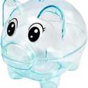 Piggy Bank, Plastic Money Bank, Transparent Money Jar, Coin Bank for Girls and Boys, Gifts for Birthday, Easter, Christmas, Baby Shower (Blue)
