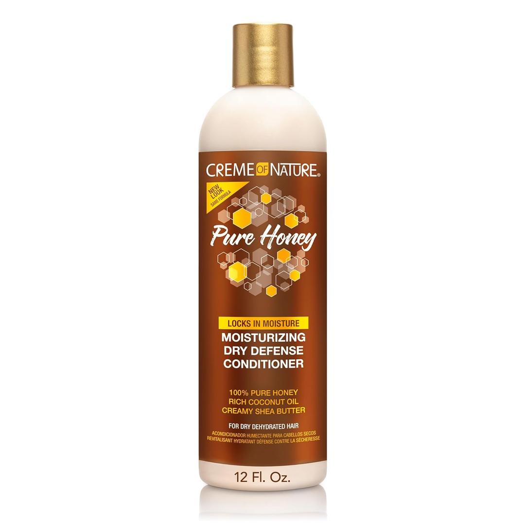 Creme of Nature Pure Honey Moisturizing Dry Defense Conditioner, Hydrating Formula with Coconut Oil & Shea Butter, Detangles & Softens Dry Hair, Sulfate-Free, 12 oz, Pack of 2