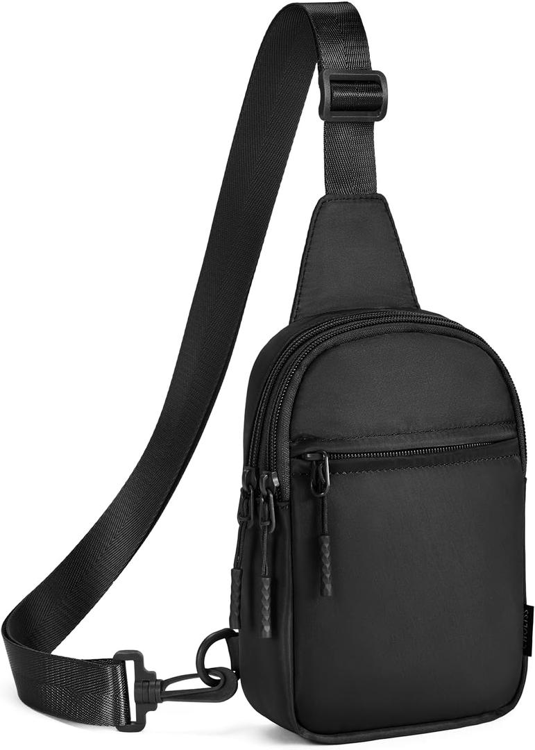 CHOLISS Small Sling Bag for Women and Men, Crossbody Bags Trendy Fanny Packs Chest Bag with Extended Strap (D01 Black - Upgrade)