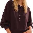 Hixiaohe Women's Long Sleeve Button Down Sweater Knitted Pullover Henley Shirts Casual Tops Lightweight Trendy Outfits