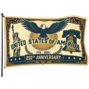 American 250th Anniversary Flag American 250 Years Party Decorations 250 Year of Blessings Patriotic Banner 3x5 Ft 1776-2026 Independence Celebration Flag for Indoor Outdoor