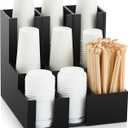 CroBlissful 9 Compartment Pine Wood Vertical Coffee Cup and Lid Dispenser