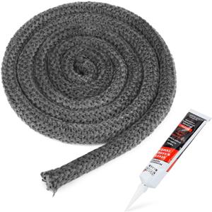 Stanbroil Wood Stove Gasket, 7/8" x 84" Graphite Impregnated Fiberglass Rope Seal and High-Temperature Cement Gasket Kit Replacement for Wood Stoves Door