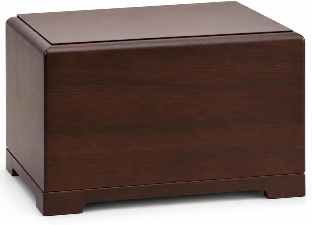 Walnut Wood Cremation Urn Box for Human Ashes Up to 300 lbs, Large Classic Rectangular Urn with Simple Decorative Design, TSA-Friendly for Men & Women