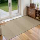 Ultra Thin Door Mat Indoor Entrance 24"x47", Low-Profile Indoor Door Mat, Non Slip Rubber Backing Welcome Entry Mat, Dirt Trapper Entryway Mat Inside Doormat, Khaki