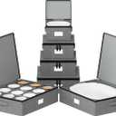 SpaceAid China Storage Containers 6 Pack, Stackable Hard Shell Quilted Cases with Soft Plate Separators, Moving Supplies Packing Boxes for Dishes, Plates, Platters, Mugs, Cups (Grey)