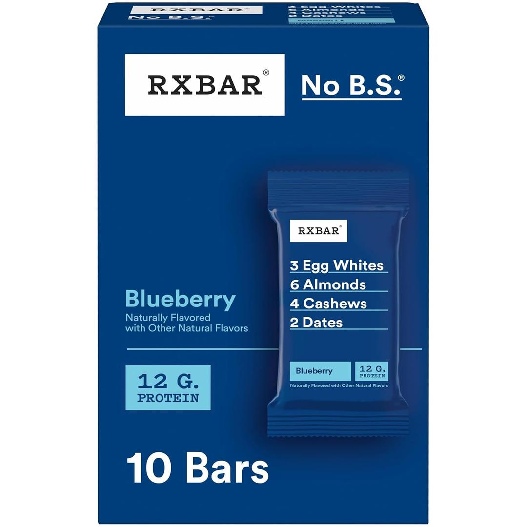 RXBAR Protein Bars, Protein Snack, Snack Bars, Blueberry, 18.3oz Box (10 Count) (EXP 09/06/26)