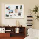 SELEAD Linen Bulletin Board 24” x 18” - Golden Aluminum Frame, Beige Fabric