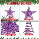 Blulu 10 Inches Purple Christmas Star Tree Topper Xmas Tree Topper Glitter Tree-top Star for Christmas Decorations
