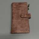 GOIACII Womens Wallets Large Capacity Credit Card Holder Rfid Wallet Women Double Zipper Pocket Leather Bifold Ladies Wristlet Clutch Wallet (A01-Brown)