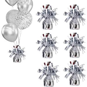 balloon weights are perfect for parties, birthdays, weddings. Each pack includes 6PCS durable weights that easily decorate balloons and elevate any celebration. (Silver 6pcs)