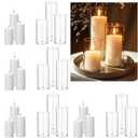 UDU 12 PCS White Pillar Candles with Glass Cylinder Vases Hurricane Glass Candle Holders for Pillar Candles Cylinder Vases for Centerpieces Wedding Table Party Home Decor