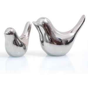 2 Pcs Ceramic Small Bird Figurines Modern Animal Statues for Home Room Decor and Bedroom Decor and Bookshelf Display (Silver)