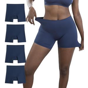 MALAMUTE Womens's Super spandex Seamless Slip Shorts boxer brief Underwear No Show Panties 4Pack 1323 (Medium)