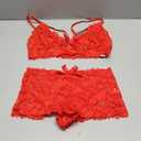 Lilosy Sexy Strappy High Waist Floral Lace Pajamas Lingerie Set Outfits (Medium, Bright Red)