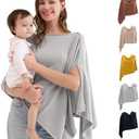 Momcozy Nursing Cover for Breastfeeding, Soft Privacy Poncho, Multi-Use Nursing Shawl, Portable Breast Feeding Covers for Women, Includes Laundry Bag (Grey)