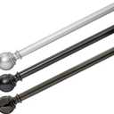 AmaSturdy Adjustable Curtain Rod for Windows with Round Finials, Easy Installation, 1-Inch Rod, 36" to 72", Nickel, 1-Pack
