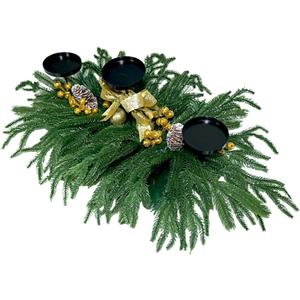 27.6" Christmas Centerpiece Christmas Candle Holders Table Decorations with Golden Glitter Bow Berries Pine Cones Norfolk Garland Lights Xmas Table Centerpiece for Home Mantel Tabletop Decoration