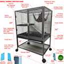 Deluxe Two Tiers Small Animal Critter Cage Tight 1/2-Inch Bar Spacing Water Bottle Food Bowl Feisty Ferret Hammock Chinchilla Rat Mice Squirrel Rabbit Sugar Glider Easy Clean Pull Out Grate Tray