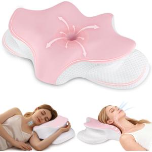 Cervical Neck Pillow for Pain Relief, Ergonomic Contour Pillow for Sleeping, 2 Heights Cooling Pillow for Neck and Shoulder Support, Memory Foam Orthopedic Pillow for Side Back Stomach Sleepers